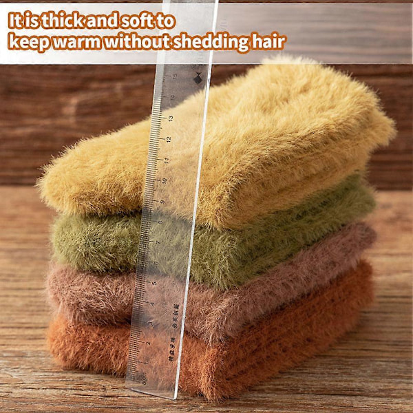 Dame Mink Cashmere Plysj Myke Sokker Myke Vinter Varme Fluffy Seng Sokker matcha color