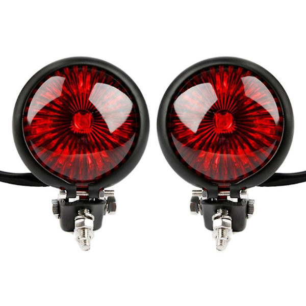 2x Røde 12v Led Sorte Cafe Racer Style Stop Baglygte Motorcykel Brems Baglygte Baglygte Til Chop