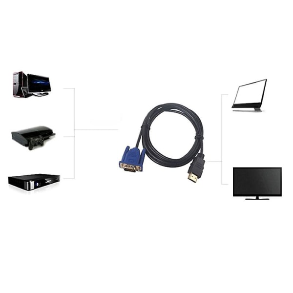 5 m 1080P HDMI–VGA 15-nastainen uroskaapelisovitinjohto HDTV HD LCD:lle