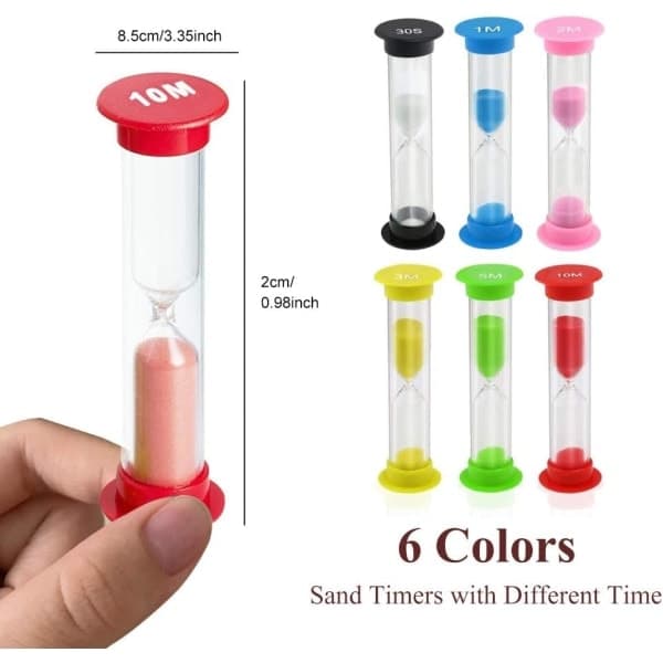 6 timeglass 30 sek / 1 minutt / 2 minutter / 3 minutter / 5 M