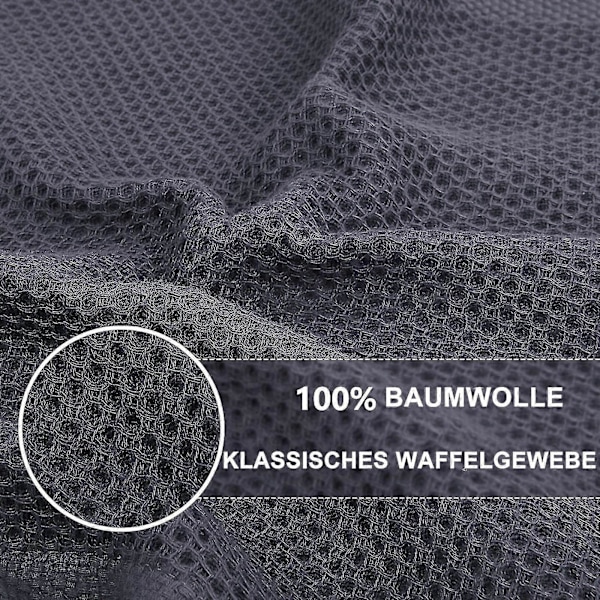 4/6-pakning Kjøkkenkluter i Vaffelvevd Bomull, Ultra Myke Absorberende Hurtigtørkende Oppvaskhåndklær Dark gray 34*73cm