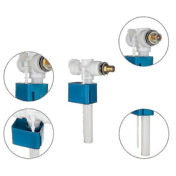Flydeventil til toilet med sideindløb - Justerbar og resistent - Universal, økonomisk og tilpasningsdygtig - Messingtilslutning (3/8\") - Integreret filter