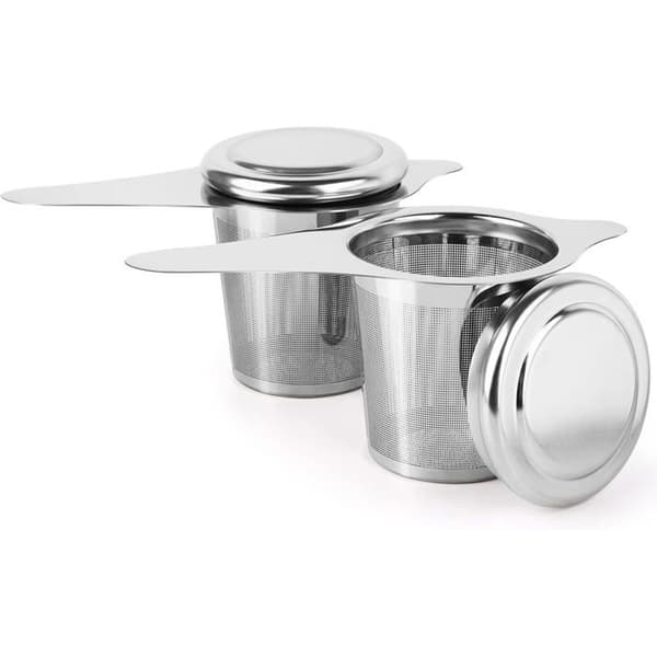2 STK. Teinfuser i rustfrit stål, tefilter med håndtag og låg, tesigte, teinfuser til kop