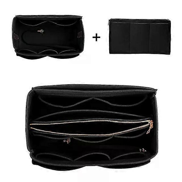 Ny Kvinnors Smink Organizer Filtinsatsväska För Handväska Resa Inre Plånbok Bärbara Kosmetikaväskor Passar Olika Märkesväskor Black 30X16X16CM