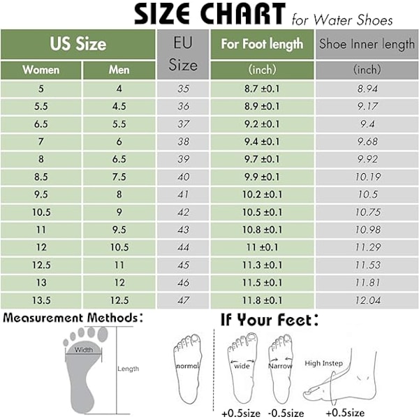 Vanntette sko for menn og kvinner - Barfotsko for fotturer - Hurtigtørkende strandesko med bred tåboks - Pustende vannsko 6.5UK