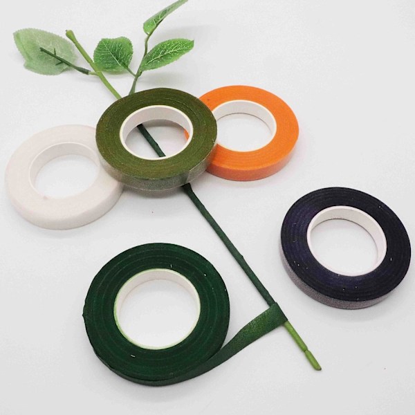 2 Rullar Självhäftande Blomtejp Elastisk DIY Blomstertejp Stamtejp för Hemflorist Orange