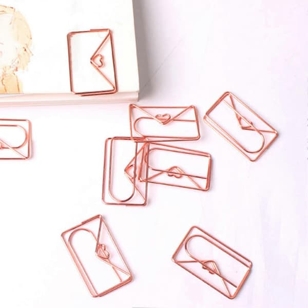 20 stk. rosegull mini binders - spesialformede binders i rustfritt stål for kontorbruk