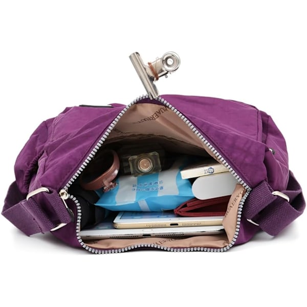 Stor Crossbody-veske for kvinner, moteriktig vanntett nylon skulderveske, avslappet crossbody-veske med flere lommer Blue