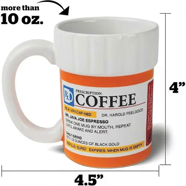 Keramisk Kaffekopp, Medicinflaska Modellering Mugg, Receptbelagd Kaffemugg, Keramisk Pillerflaska Kopp, Uni