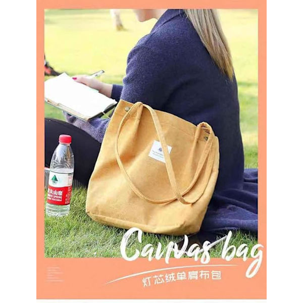 Canvas Håndvesker for Kvinner, Casual Canvas Crossbody Veske med Glidelås, Dobbel Skulderstropp, Canvas Vesker for Shopping, Arbeid og Reise Djb02-amarillo
