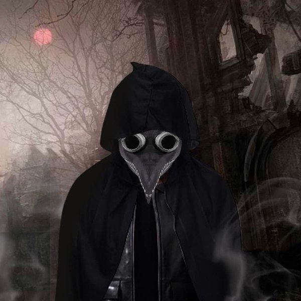 Pestsläkare Mask Halloween Fågelmask Retro Nitar Steampunk Latex Mask
