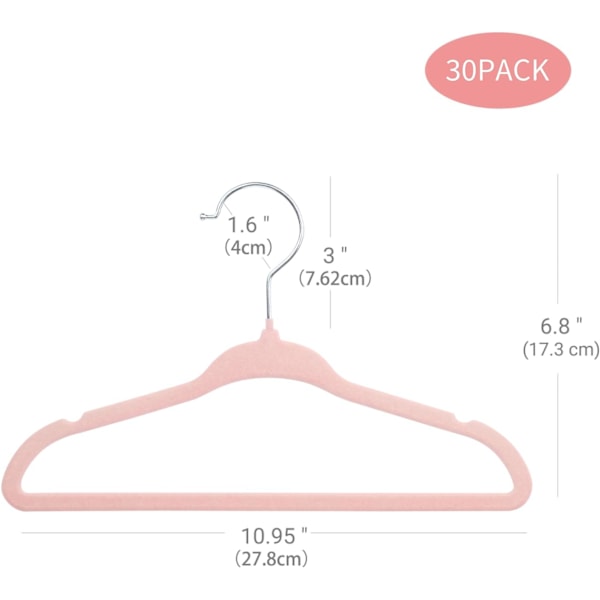 Fløyels Baby Kleshengere, Baby Småbarn Barn Hengere med Svingbar Henger, Innskåret Skulderdesign (30 Pakk)