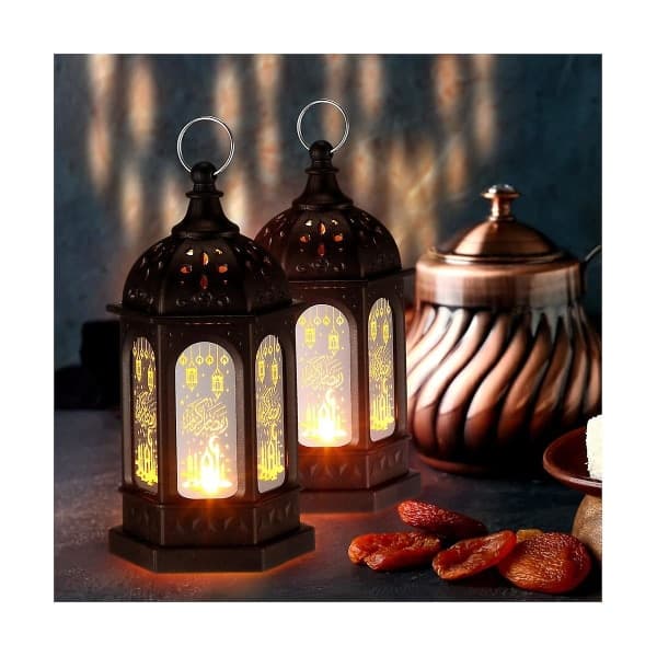 6 stk. Mini Ramadan Candle Mubarak Lantern Led Eid Mubarak Lantern Måne Stjerne Lys Bordpynt