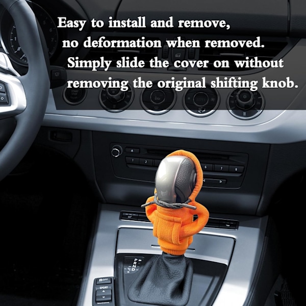 Gear Knob Hoodie, Gear Knob Cover, Gear Shift Hoodie Cover, Sjove Hoodies Gear Lever Dekoration, til Bil Dekoration Orange