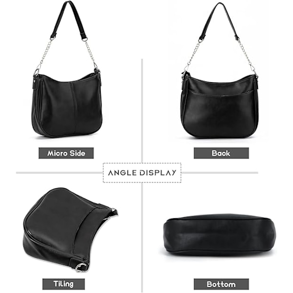Dame PU Læder Crossbody Taske Stor Håndtaske Simpel Stil Tote Tasker Casual Skuldertasker til Piger Negro