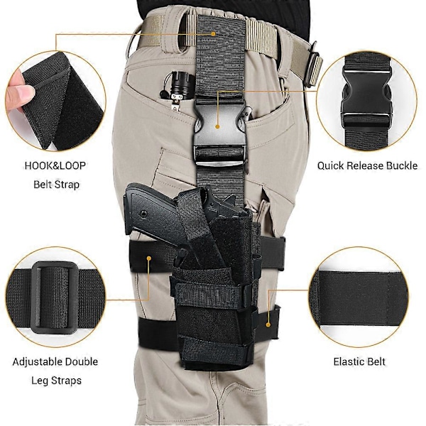 Taktisk Molle Benplattform Pistolhölster Universell Nylon Benpanel Vapenhölster Ficka Snabbkoppling Jakttillbehör black platform