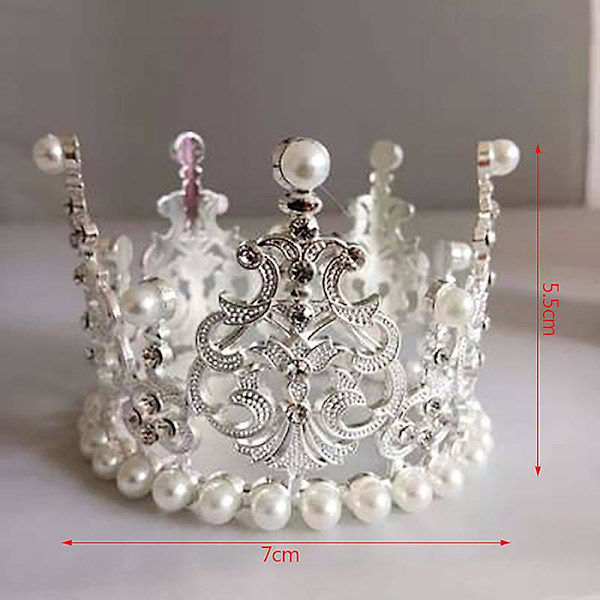 1 st Pärlkrona Tårtdekoration Små Diadem Kristall Pärla Prinsessa Tårtdekorationer B 1pc