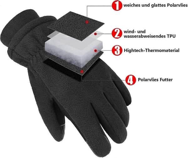 Termiske læderhandsker til mænd, touchscreen-vinterhandsker, skihandsker, cykling