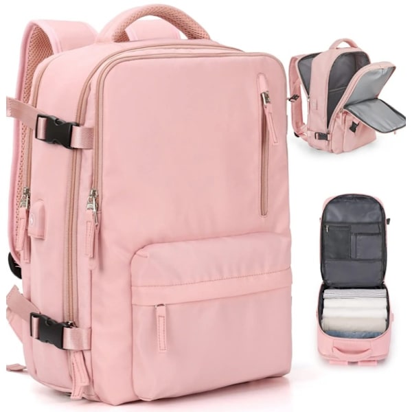 Reseryggsäck Flygplan 40x20x25 Lättviktig och Slitstark Ryggsäck för Kvinnor Pink