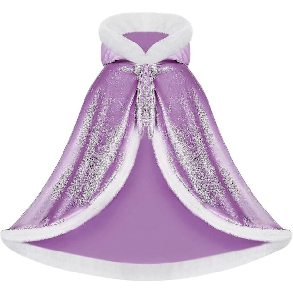 Vändbar Cape för Vuxna och Barn, Påsk Halloween Jul Mantel Maskerad Vampyr Häxa Trollkarl Rollspel Cape Purple 110cm