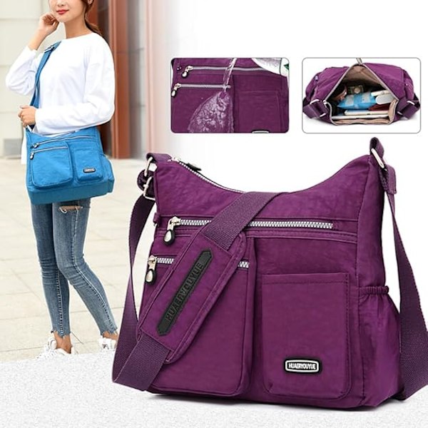 Suuri naisten crossbody-laukku, muodikas vedenpitävä nailoninen olkalaukku, rento monitoimitaskuinen crossbody-laukku black