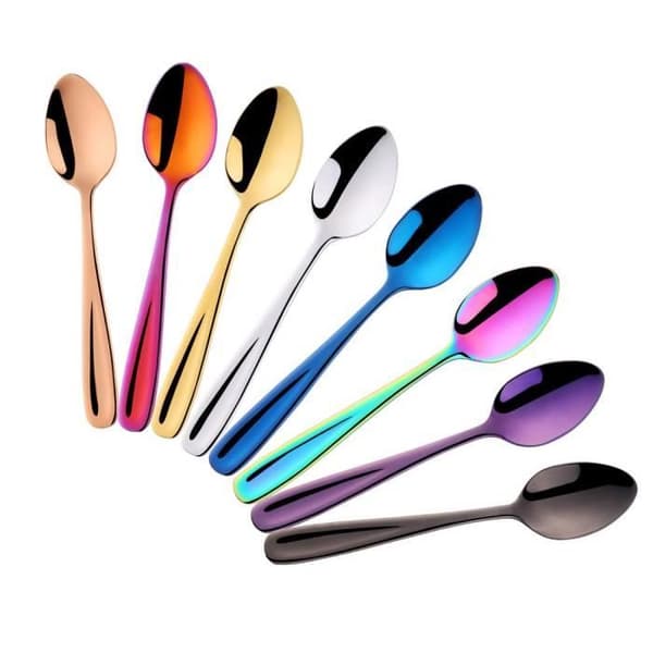 Pakke med 8 farvede teskeer, mini teskeer
