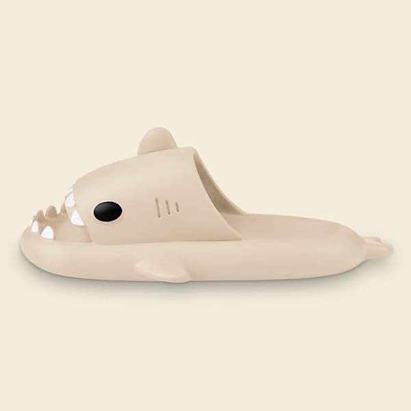 Hajtofflor för pojkar och flickor, Shark Flip Flops för män och kvinnor, Shark Slippers, Bekväma halkfria pool-hajsandaler med tjock sula för sommaren Beige 42/43