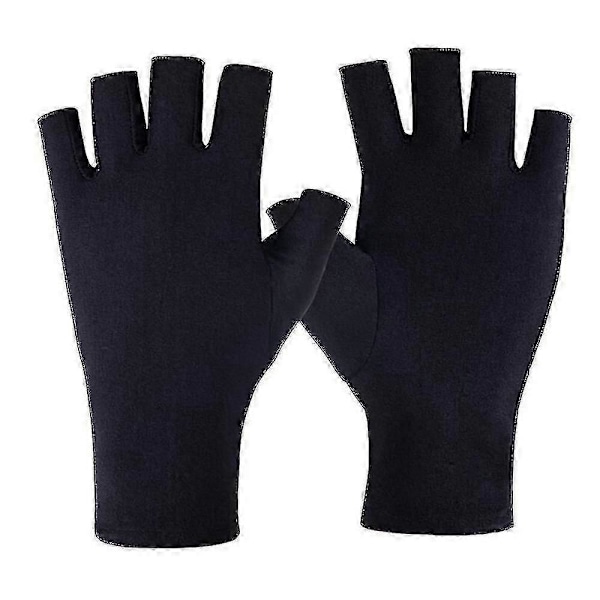 UV-beskyttende fingerløse handsker, lette, strækbare, soltætte fingerløse handsker til udendørs sport f74 Black