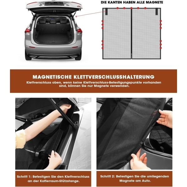 150 x 180 cm Magnetisk bilbagasjeromsmyggnett for SUV Camping - Fo