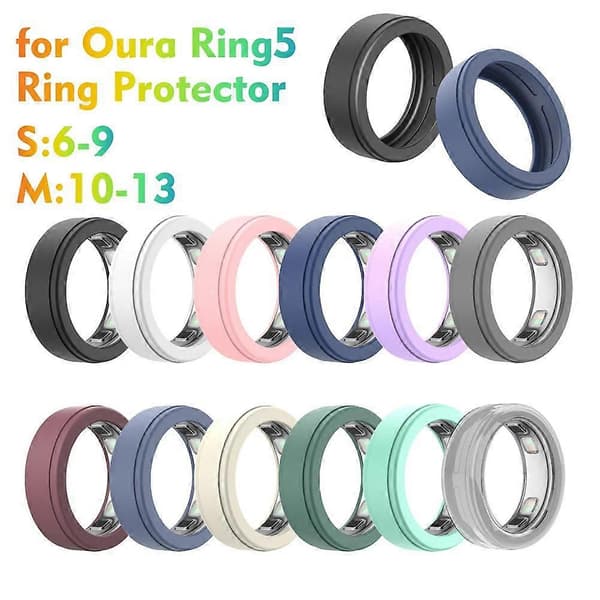 Hudvänligt silikonringskydd för Oura Ring 5 Smart Ring Pine needle green M code (10-13)