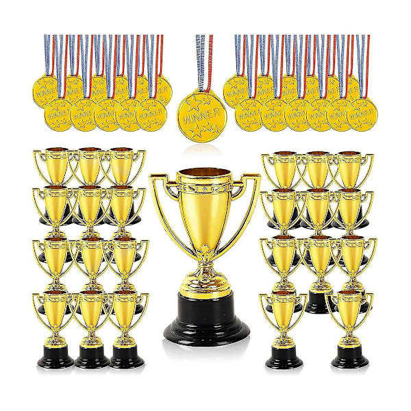 20 st Mini Troféer och 20 st Medaljer, Vinnarmedaljer för Barn och Vuxna - Perfekt för Par