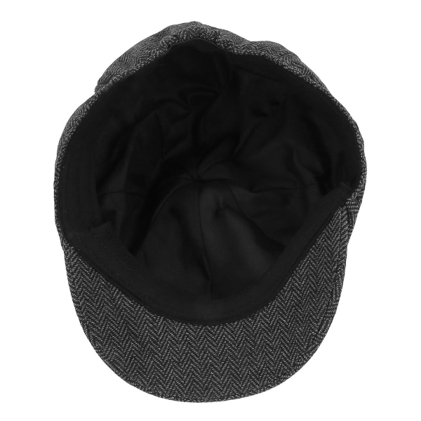 Menn Beret Vintage Herringbone Hat Newsboy Beret Hat Spring Flat Peaked Beret Hats Dark Grey