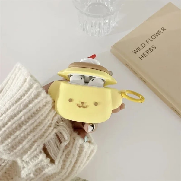 Cartoon 3D Sanrio Pompompurin Fodral för AirPods Sött Omslag Iphone Hörlurstillbehör C airpods 1 2 case