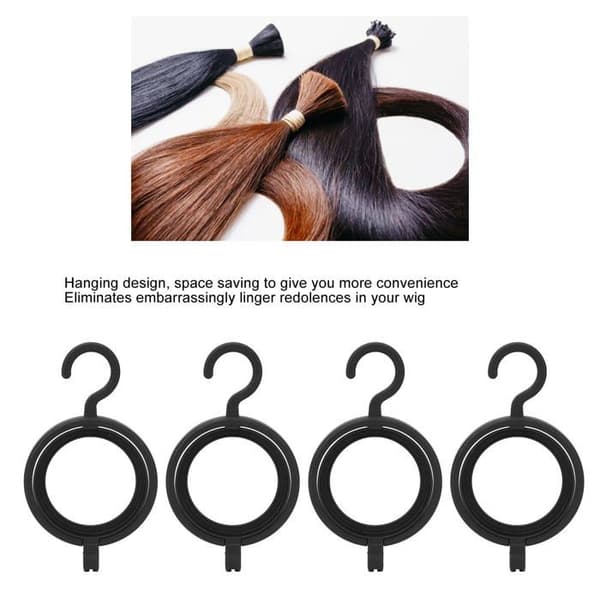 4 svarta hopfällbara perukgalgar - bärbar förvaring/displayställ