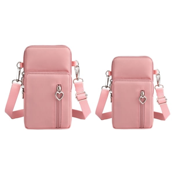 2-pack Telefonfodral Plånbok Crossbody Väska Lättviktsfickor Rosa