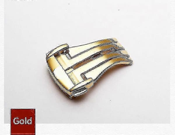 18/20 mm vikbart dubbelklicklås för klockor - säkert och justerbart klockarmbandslås Gold 18mm