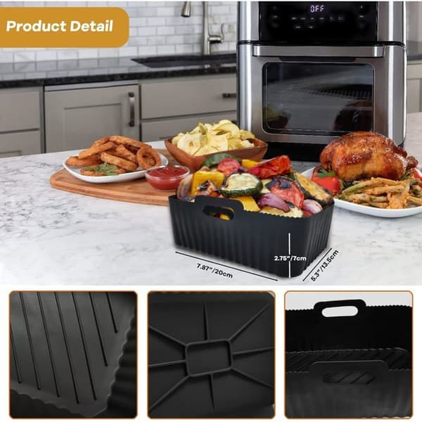 Airfryer koketallerken, 5-8 liter, silikonform, gjenbrukbart tilbehør, (2 stk)