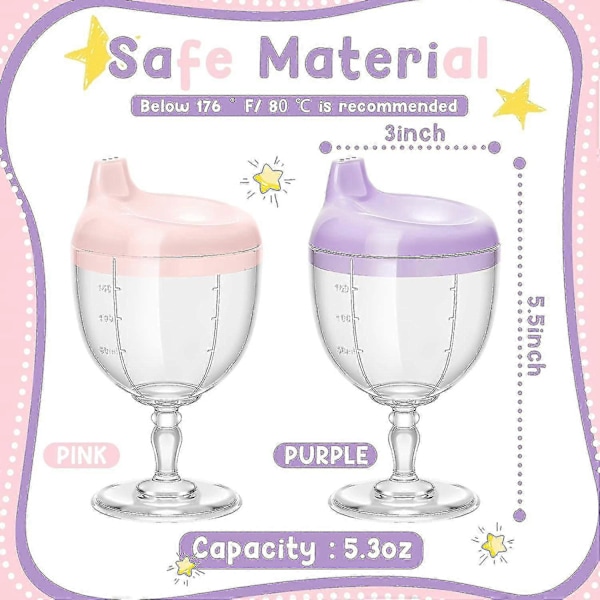 2 stk. Baby Vin Sippy Kopp Plastbeger Sølefri Vinglass Sippy Kopp Babybeger Baby Sippy Kopp Vinglass Drikkekrus Melkeflaske Med Lokk