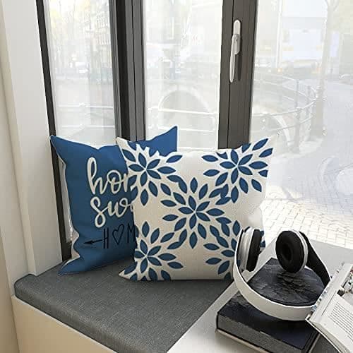 Sæt med 4 dekorative pudebetræk, blå, 45 x 45 cm