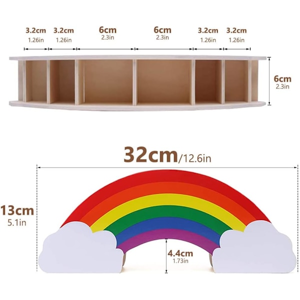 Sateenkaari Kynäteline, Kynäjärjestäjä, Kynä Säilytysteline, Luova Sateenkaari Muoto, Puinen, Toimistoon, Kouluun, Koti Tarvikkeisiin