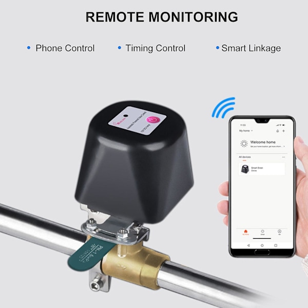 WiFi Smart Vannventil med Timer Vann Auto Stengeventil Kontroller Hjemmeautomasjon Vannavstenging