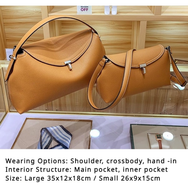 Damehåndveske Luksus Skinn Underarms Skulderveske Casual Tote Myk Bøtteveske Brown-s