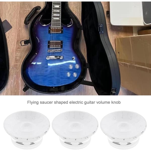 4 st Gitarrkontrollknappar Volym Ton Hastighetsknappar 6mm Gitarrbas Top Hat-knappar för Elektrisk Gitarr Musikinstrument Tillbehör Akryl Vit