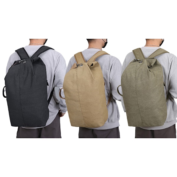 45L Canvas Reseryggsäck, Vandringsryggsäck, Casual Utomhusryggsäck, Bokväska, Skolryggsäck, Fiskeryggsäckar Khaki