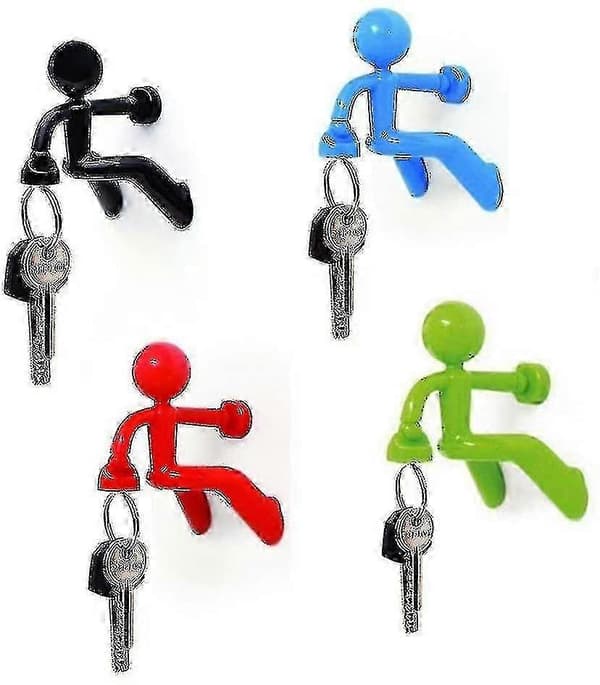 Magnetiska nyckelhållarkrokar - Set om 4 - Väggklättrande man design