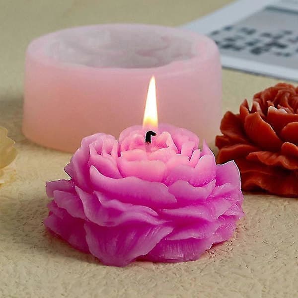 DIY Stor Pæon Blomst Lys Silikoneform Lysfremstilling Håndværk Bageforme