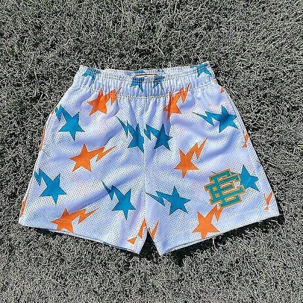 Eric Emanuel Stjerne Print Herre Shorts Åndbare Løse Muskel Fitness Sports Gym Træningsshorts Mes L