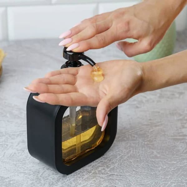 2 tomme 300 ml sorte sæbe-/væskedispensere - genopfyldelig pumpe til køkken/badeværelse, minimalistisk design