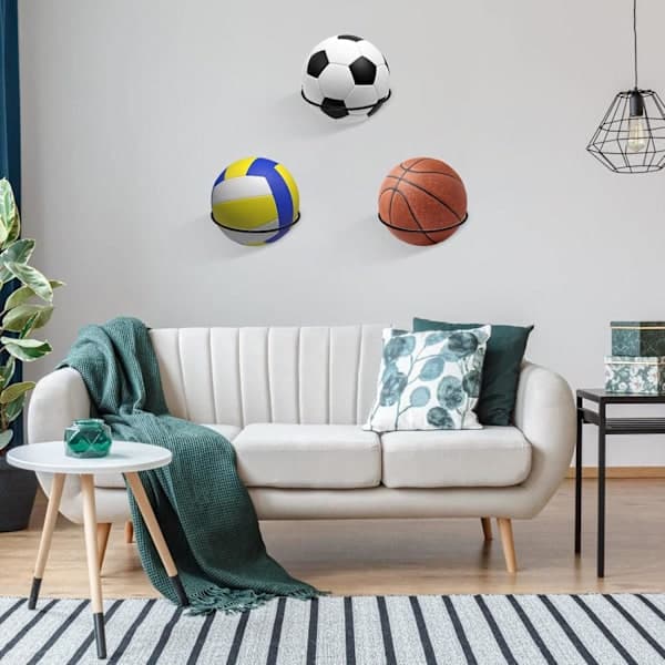 Fotbollshållare – 3 st väggmonterad bollförvaring, metallställ för display