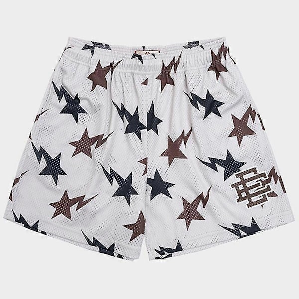 Eric Emanuel Stjerne Print Herre Shorts Åndbare Løse Muskel Fitness Sports Gym Træningsshorts Mes L